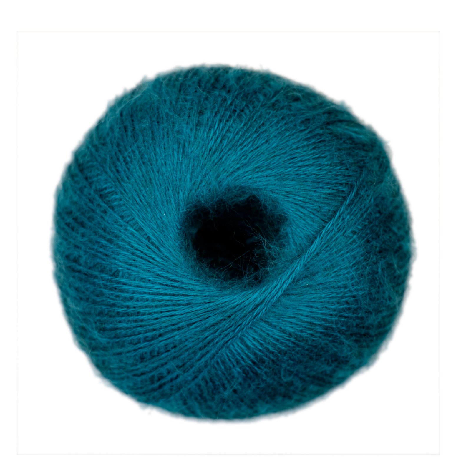 Ovillo de lana angora Casasol 30142 Zafiro, azul petróleo verdoso intenso