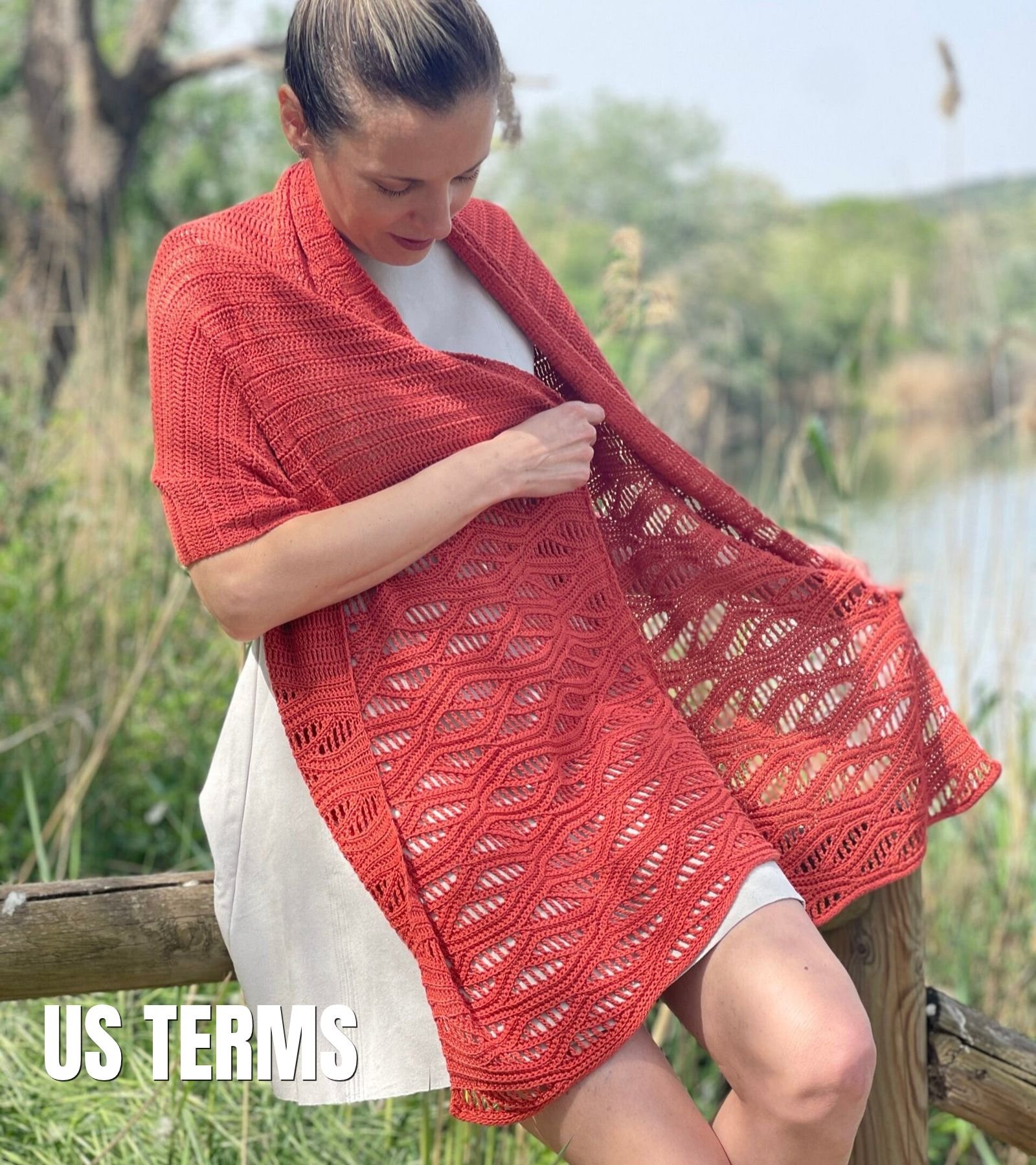 Komorebi Stole crochet kit with bamboo yarn, US terms